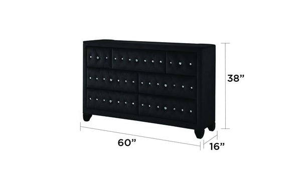 English Elm Encore Modern Style Black Upholstered King 5Pc Bedroom Set With Tufted Headboard & Storage Solutions B009S01693