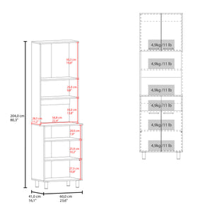 English Elm Kitchen Tall Pantry Cabinet with 2 Doors and 9 Shelves, Engineered Wood, Slim Space-Saving Storage White Oak 49.61 L x 28.74 W x 5.91 H B097P350303