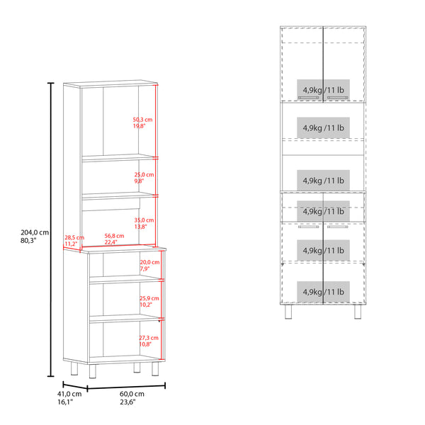 English Elm Kitchen Tall Pantry Cabinet with 2 Doors and 9 Shelves, Engineered Wood, Slim Space-Saving Storage White Oak 49.61 L x 28.74 W x 5.91 H B097P350303