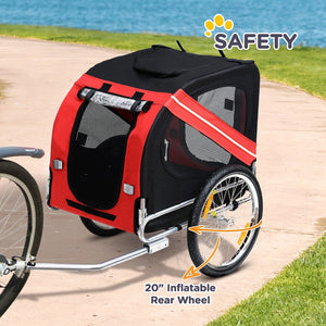English Elm Aosom Pet Bike Trailer Steel Frame Oxford Fabric Dog Carrier with Mesh Ventilation W2225P229758