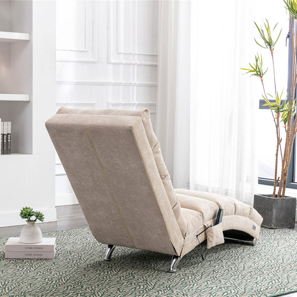 English Elm Linen Ergonomic Massage Chaise Lounge 140° Recline with Remote, 5 Modes, Heavy-Duty 300lb Capacity W39539619