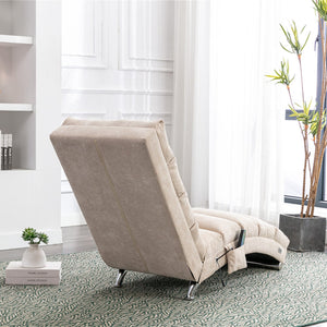English Elm Linen Ergonomic Massage Chaise Lounge 140° Recline with Remote, 5 Modes, Heavy-Duty Frame, Beige W39539619