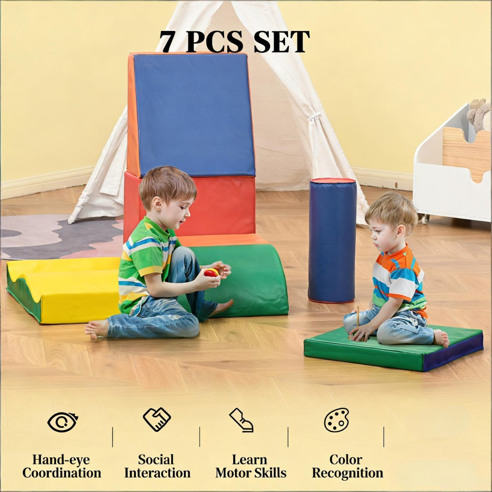 English Elm Baby Foam Climbing Block Set 7 Piece Modular Soft Play Gym for Toddler Activity T3971P439690