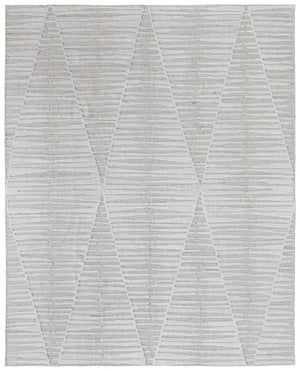 HomeRoots 4' Hand Woven Ivory and Tan Geometric Area Rug - Bohemian Charm for Warm, Inviting Spaces 8' X 10' 567002