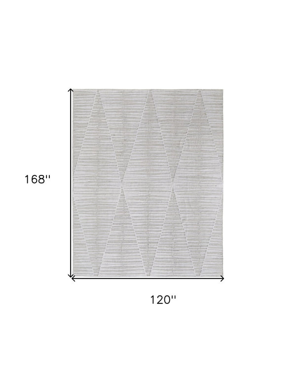 HomeRoots 4' Hand Woven Ivory and Tan Geometric Area Rug - Bohemian Charm for Warm, Inviting Spaces 10' X 14' 567004