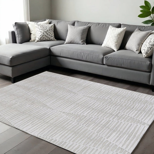 HomeRoots 4' Hand Woven Ivory and Tan Geometric Area Rug - Bohemian Charm for Warm, Inviting Spaces 12' X 15' 567005