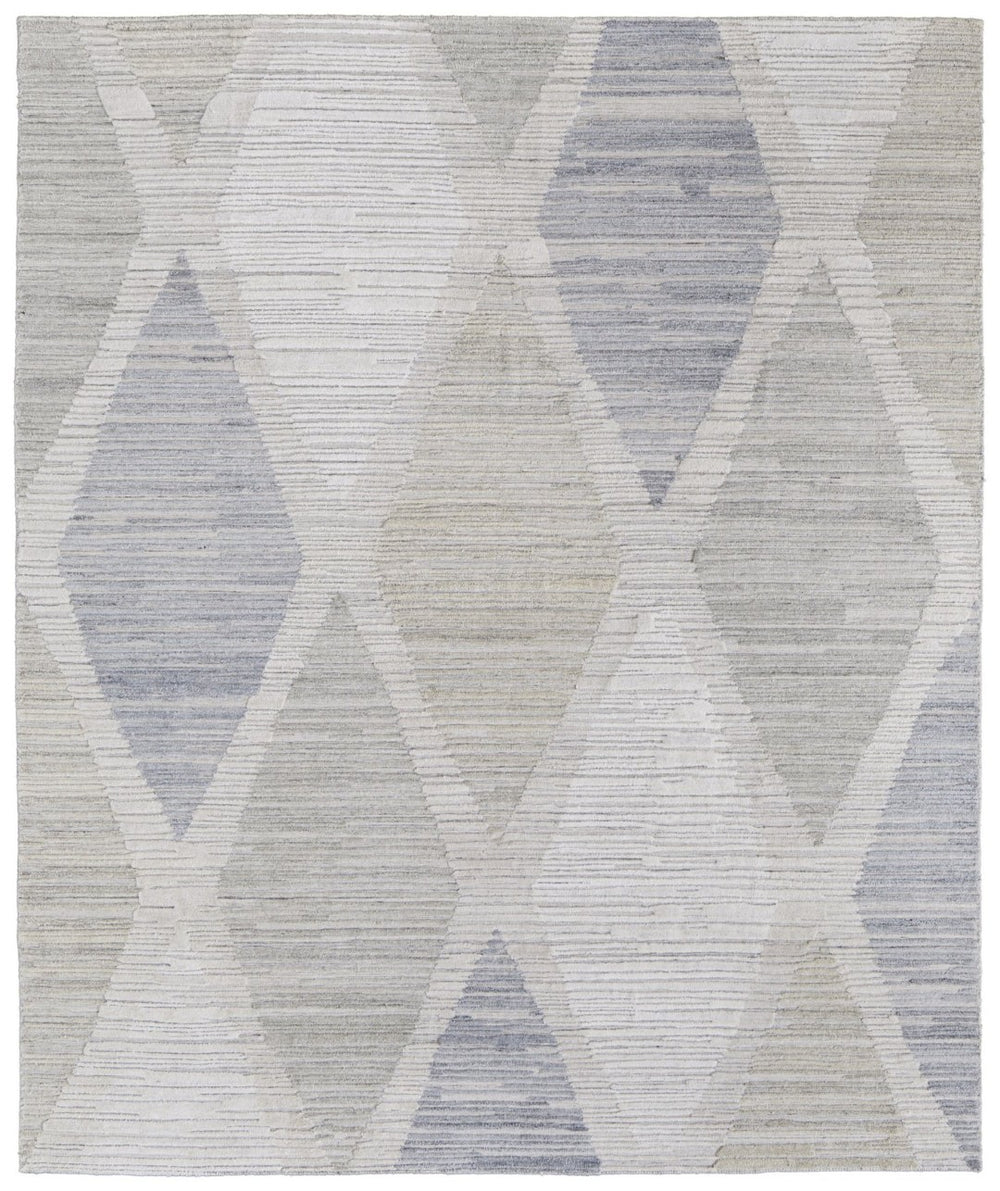 HomeRoots 4' Hand-Woven Ivory and Blue Geometric Area Rug – Timeless Style for Any Room Decor, Unique Design 4' X 6' 567007