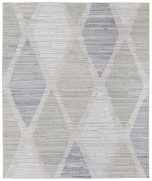 HomeRoots 4' Hand-Woven Ivory and Blue Geometric Area Rug – Timeless Style for Any Room Decor, Unique Design 5' X 8' 567008