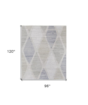 HomeRoots 4' Hand-Woven Ivory and Blue Geometric Area Rug – Timeless Style for Any Room Decor, Unique Design 8' X 10' 567009