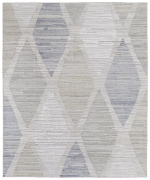 HomeRoots 4' Hand-Woven Ivory and Blue Geometric Area Rug – Timeless Style for Any Room Decor, Unique Design 10' X 14' 567011