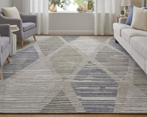 HomeRoots 4' Hand-Woven Ivory and Blue Geometric Area Rug – Timeless Style for Any Room Decor, Unique Design 2' X 3' 567013