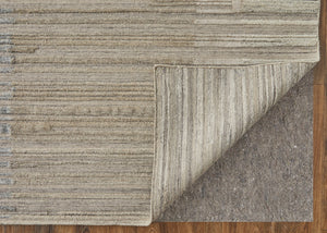 Homeroots 8' X 10' Tan And Blue Abstract Hand Woven Worn Faded Area Rug Brown Wool Blend 567016