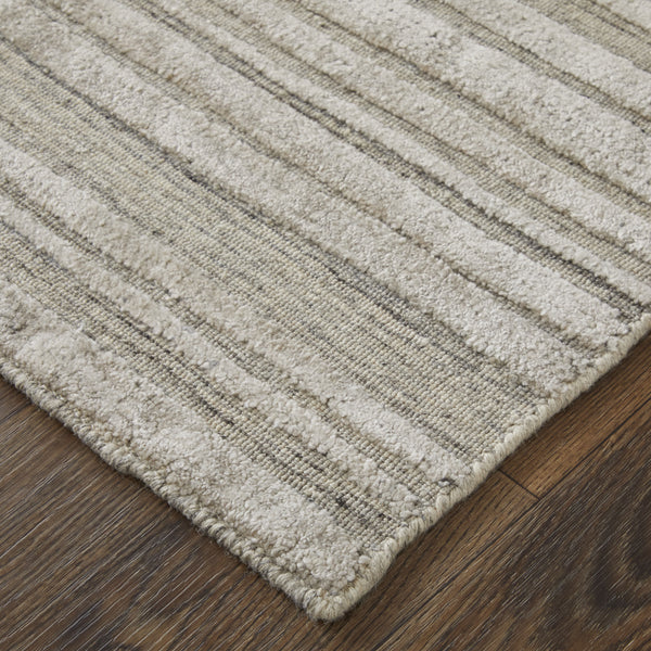 Homeroots 2' X 3' Tan And Blue Abstract Hand Woven Worn Faded Area Rug Brown Wool Blend 567020