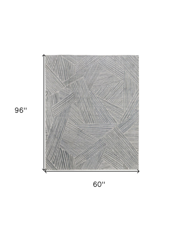 HomeRoots 5' Hand Woven Area Rug in Green and Ivory - Unique Abstract Design for Modern Home Elegance 5' X 8' 567021