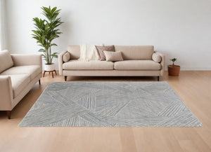 HomeRoots 5' Hand Woven Area Rug in Green and Ivory - Unique Abstract Design for Modern Home Elegance 10' X 14' 567024