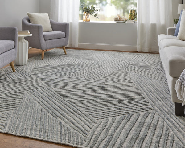 HomeRoots 5' Hand Woven Area Rug in Green and Ivory - Unique Abstract Design for Modern Home Elegance 2' X 3' 567026