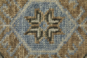 HomeRoots 3' Hand-Knotted Wool Oriental Area Rug in Ivory Tan and Blue – Elegant, Stain-Resistant Design 3' X 5' 567039