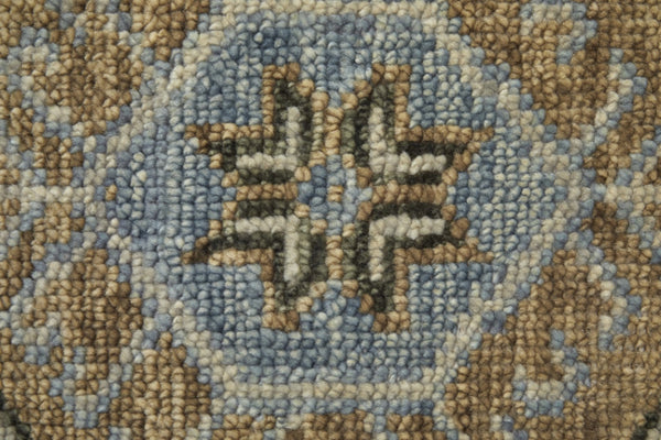 HomeRoots 3' Hand-Knotted Wool Oriental Area Rug in Ivory Tan and Blue – Elegant, Stain-Resistant Design 4' X 6' 567040