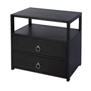 Butler Specialty Company Lark 28" Rectangular Wood Nightstand With Drawers & Open Shelf For Storage Black Mdf,Acacia Solids,Acacia Veneers 5670432-butler
