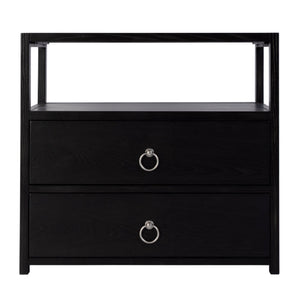 Butler Specialty Company Lark 28" Rectangular Wood Nightstand With Drawers & Open Shelf For Storage Black Mdf,Acacia Solids,Acacia Veneers 5670432-butler