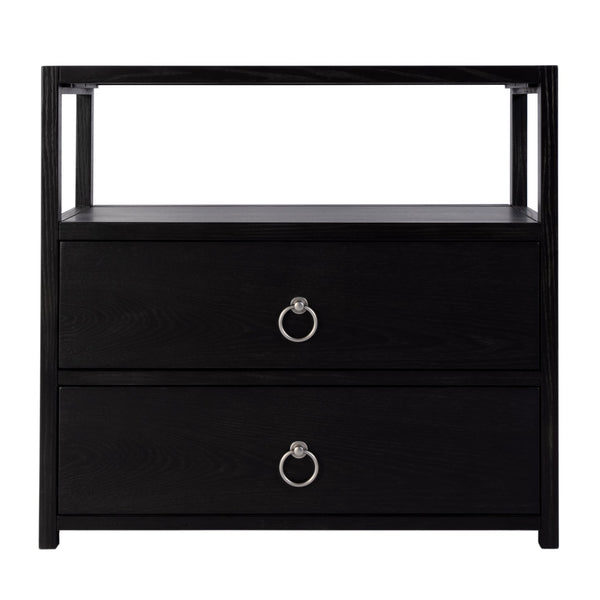 Butler Specialty Company Lark 28" Rectangular Wood Nightstand With Drawers & Open Shelf For Storage Black Mdf,Acacia Solids,Acacia Veneers 5670432-butler