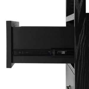 Butler Specialty Company Lark 28" Rectangular Wood Nightstand With Drawers & Open Shelf For Storage Black Mdf,Acacia Solids,Acacia Veneers 5670432-butler