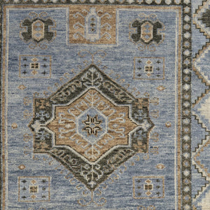 HomeRoots 3' Hand-Knotted Wool Oriental Area Rug in Ivory Tan and Blue – Elegant, Stain-Resistant Design 10' X 14' 567044