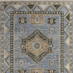 HomeRoots 3' Hand-Knotted Wool Oriental Area Rug in Ivory Tan and Blue – Elegant, Stain-Resistant Design 10' X 14' 567044