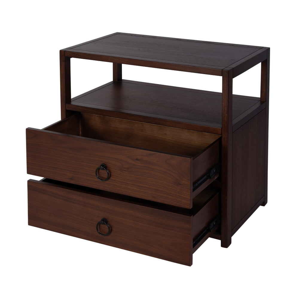 Butler Specialty Company Lark 28" Rectangular Wood Nightstand With Drawers & Open Shelf For Storage Medium Brown Mdf,Acacia Solids,Acacia Veneers 5670489-butler