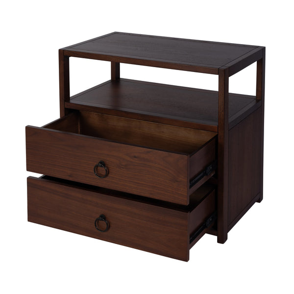 Butler Specialty Company Lark 28" Rectangular Wood Nightstand With Drawers & Open Shelf For Storage Medium Brown Mdf,Acacia Solids,Acacia Veneers 5670489-butler
