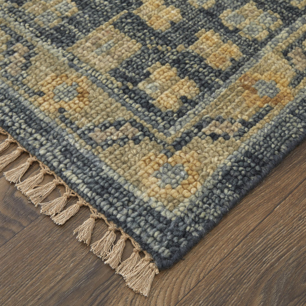 Homeroots 4' X 6' Blue Gray And Tan Wool Oriental Hand Knotted Area Rug With Fringe Blue Wool 567051