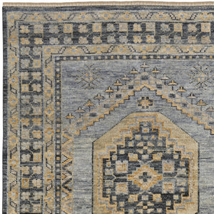 Homeroots 4' X 6' Blue Gray And Tan Wool Oriental Hand Knotted Area Rug With Fringe Blue Wool 567051