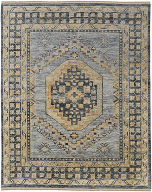 Homeroots 4' X 6' Blue Gray And Tan Wool Oriental Hand Knotted Area Rug With Fringe Blue Wool 567051