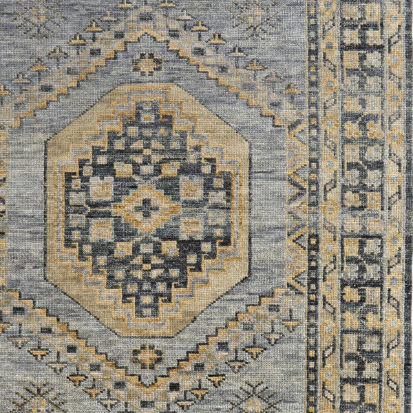 Homeroots 8' X 10' Blue Gray And Tan Wool Oriental Hand Knotted Area Rug With Fringe Blue Wool 567053