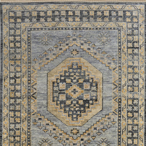 Homeroots 9' X 12' Blue Gray And Tan Wool Oriental Hand Knotted Area Rug With Fringe Blue Wool 567054