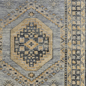 HomeRoots 3' Exquisite Hand-Knotted Wool Area Rug in Blue-Gray and Tan with Classic Fringe Detail 10' X 14' 567055