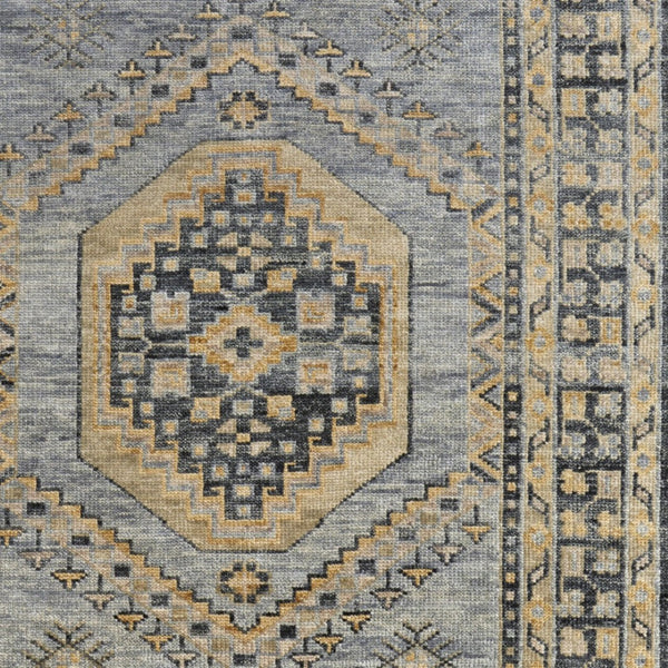 HomeRoots 3' Exquisite Hand-Knotted Wool Area Rug in Blue-Gray and Tan with Classic Fringe Detail 10' X 14' 567055