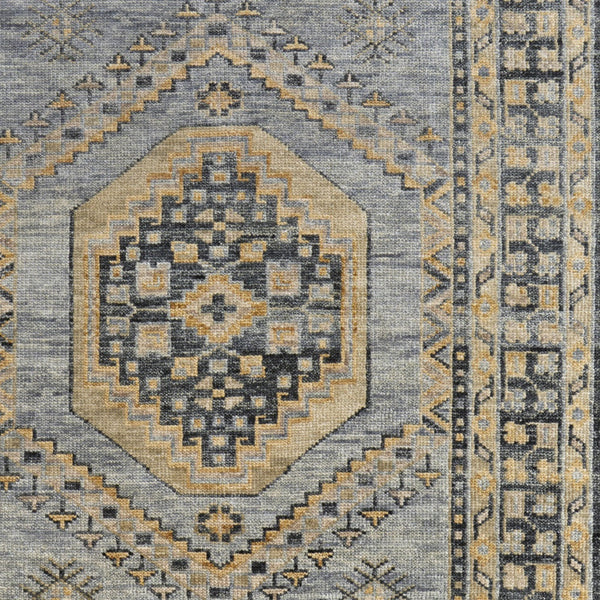 Homeroots 10' X 14' Blue Gray And Tan Wool Oriental Hand Knotted Area Rug With Fringe Blue Wool 567055