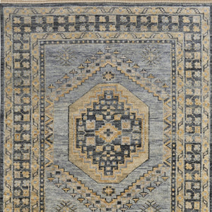 HomeRoots 3' Exquisite Hand-Knotted Wool Area Rug in Blue-Gray and Tan with Classic Fringe Detail 10' X 14' 567055