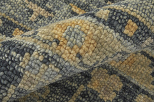 Homeroots 14' Blue Gray And Tan Wool Oriental Hand Knotted Runner Rug With Fringe Blue Wool 567057