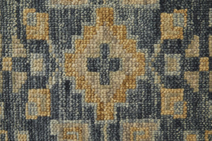 Homeroots 14' Blue Gray And Tan Wool Oriental Hand Knotted Runner Rug With Fringe Blue Wool 567057