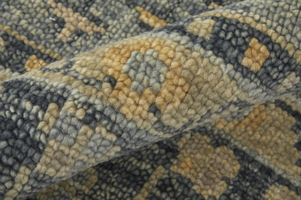 Homeroots 8' Blue Gray And Tan Wool Oriental Hand Knotted Runner Rug With Fringe Blue Wool 567058