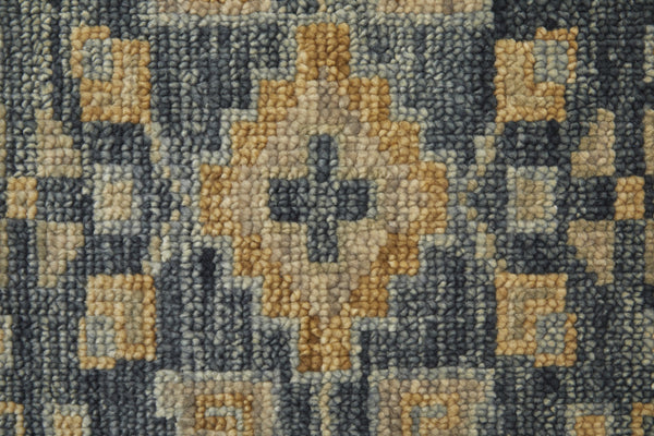 Homeroots 2' X 3' Blue Gray And Tan Wool Oriental Hand Knotted Area Rug With Fringe Blue Wool 567060