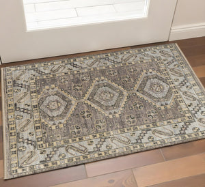 HomeRoots 3' Hand-Knotted Blue and Ivory Wool Area Rug - Geometric Design with Fringed Edges for Timeless Style 3' X 5' 567071