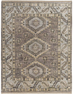 Homeroots 3' X 5' Gray And Brown Wool Geometric Hand Knotted Area Rug With Fringe Brown Wool 567071