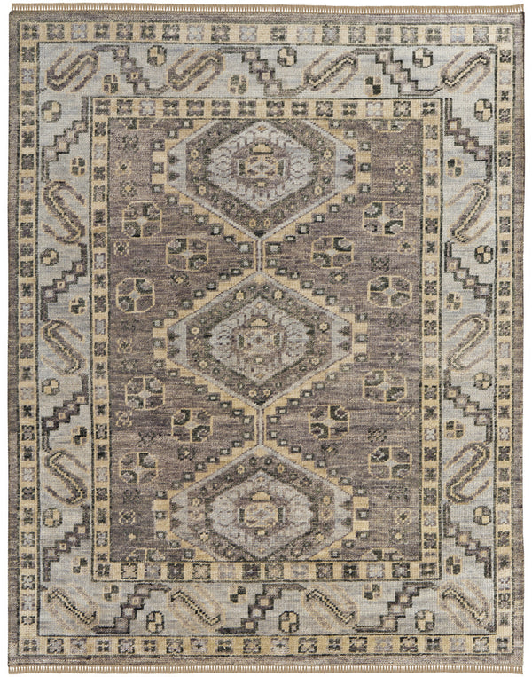 Homeroots 4' X 6' Gray And Brown Wool Geometric Hand Knotted Area Rug With Fringe Brown Wool 567072