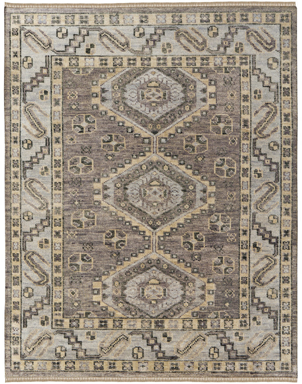 Homeroots 8' X 10' Gray And Brown Wool Geometric Hand Knotted Area Rug With Fringe Brown Wool 567074