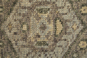 Homeroots 10' Ivory Gray And Brown Wool Geometric Hand Knotted Runner Rug With Fringe Brown Wool 567077