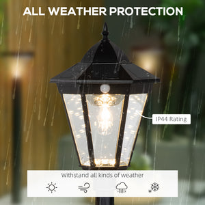 English Elm Outsunny 77" Solar Lamp Post Light with PIR Motion Sensor, Vintage Aluminum Outdoor Pathway Lamp Black W2225P200416