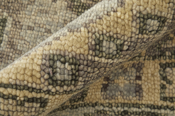 Homeroots 8' Ivory Gray And Brown Wool Geometric Hand Knotted Runner Rug With Fringe Brown Wool 567080